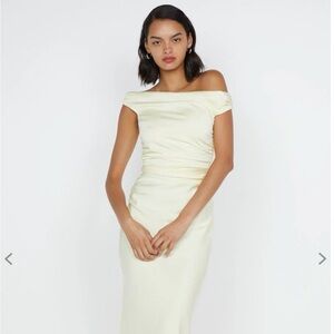 Bec & Bridge One Shoulder Light Yellow Dress